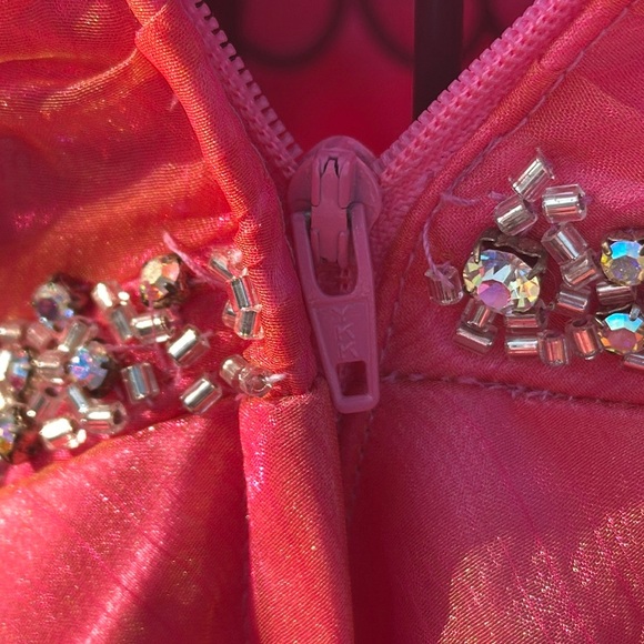 Crown Collection Pink Ruched Ruffled Prom Gown - Picture 3 of 11